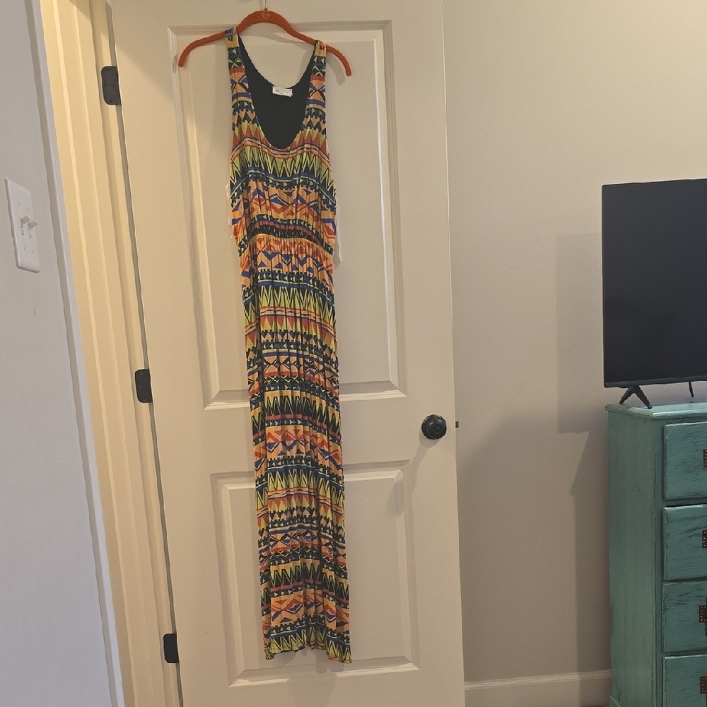 Style Rack Multicolor Geometric Maxi Dress